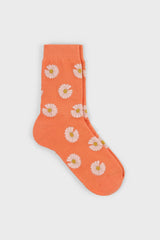 Orange and ivory daisy print socks