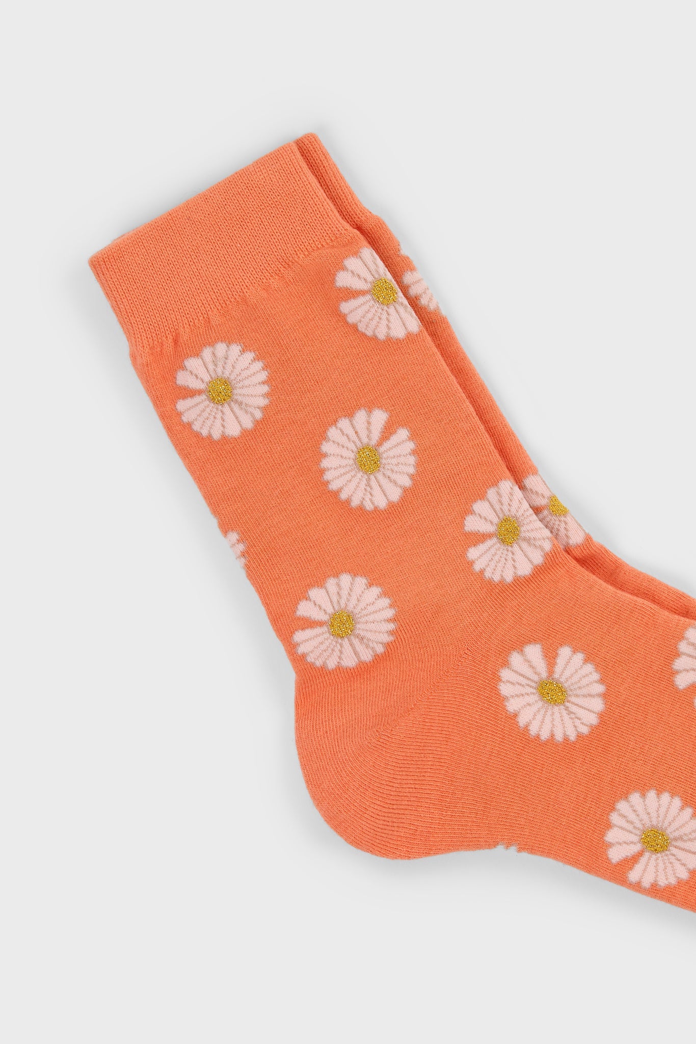 Orange and ivory daisy print socks