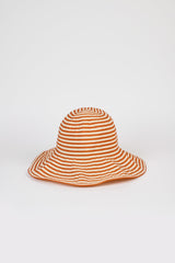 Orange and ivory striped wide brim sun hat