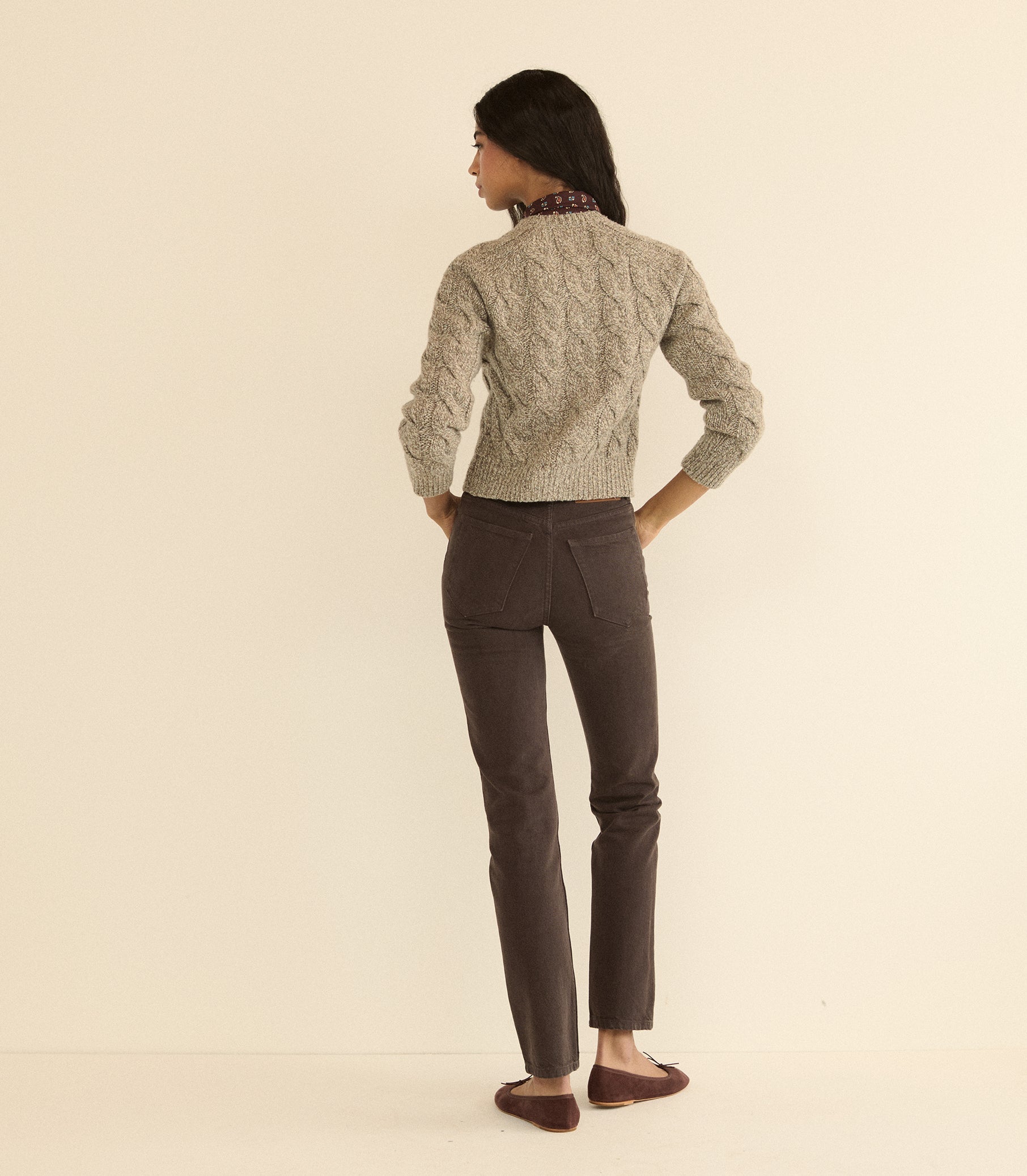 PENROSE CABLE CARDIGAN -- GRAY MARL