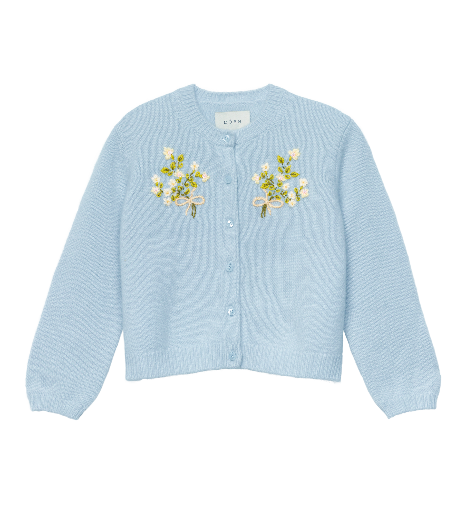 PETIT GARDENIA CASHMERE CARDIGAN -- CLEAR SKY