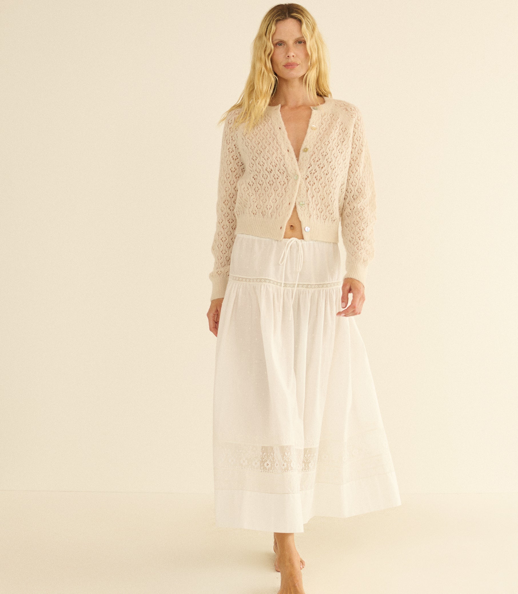 PETRA POINTELLE CARDIGAN -- HEATHER DOGWOOD