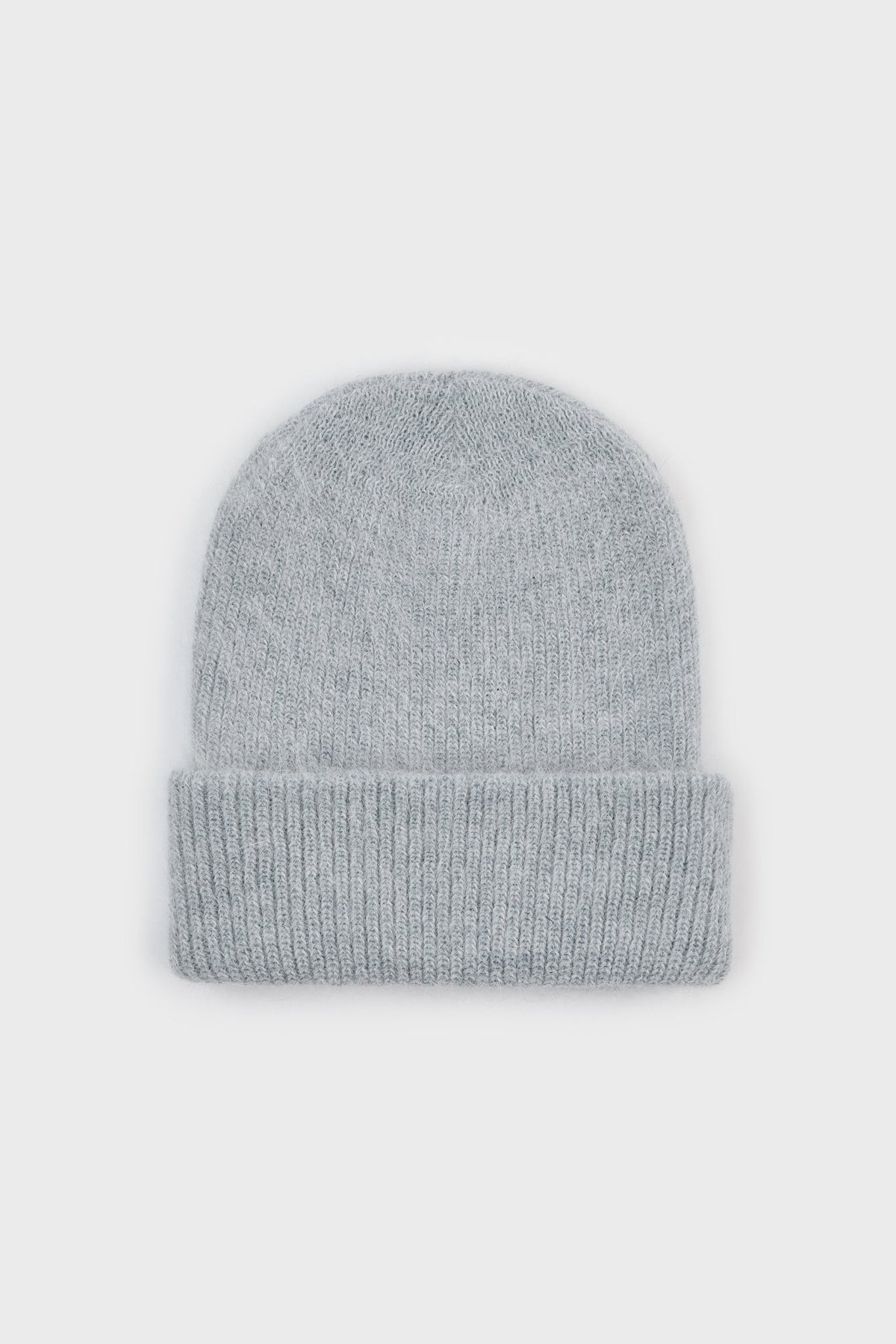 Pale grey mohair beanie hat