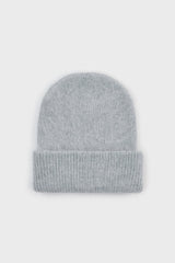 Pale grey mohair beanie hat