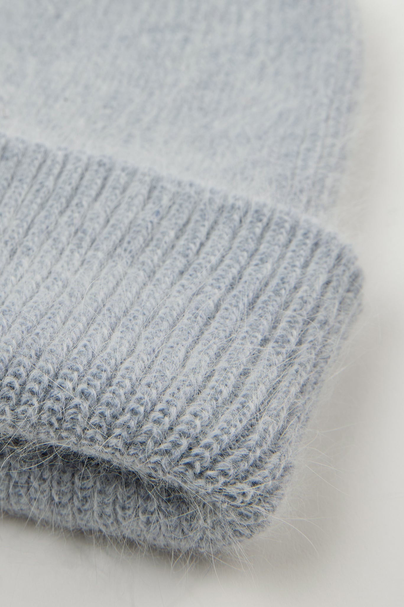 Pale grey mohair beanie hat
