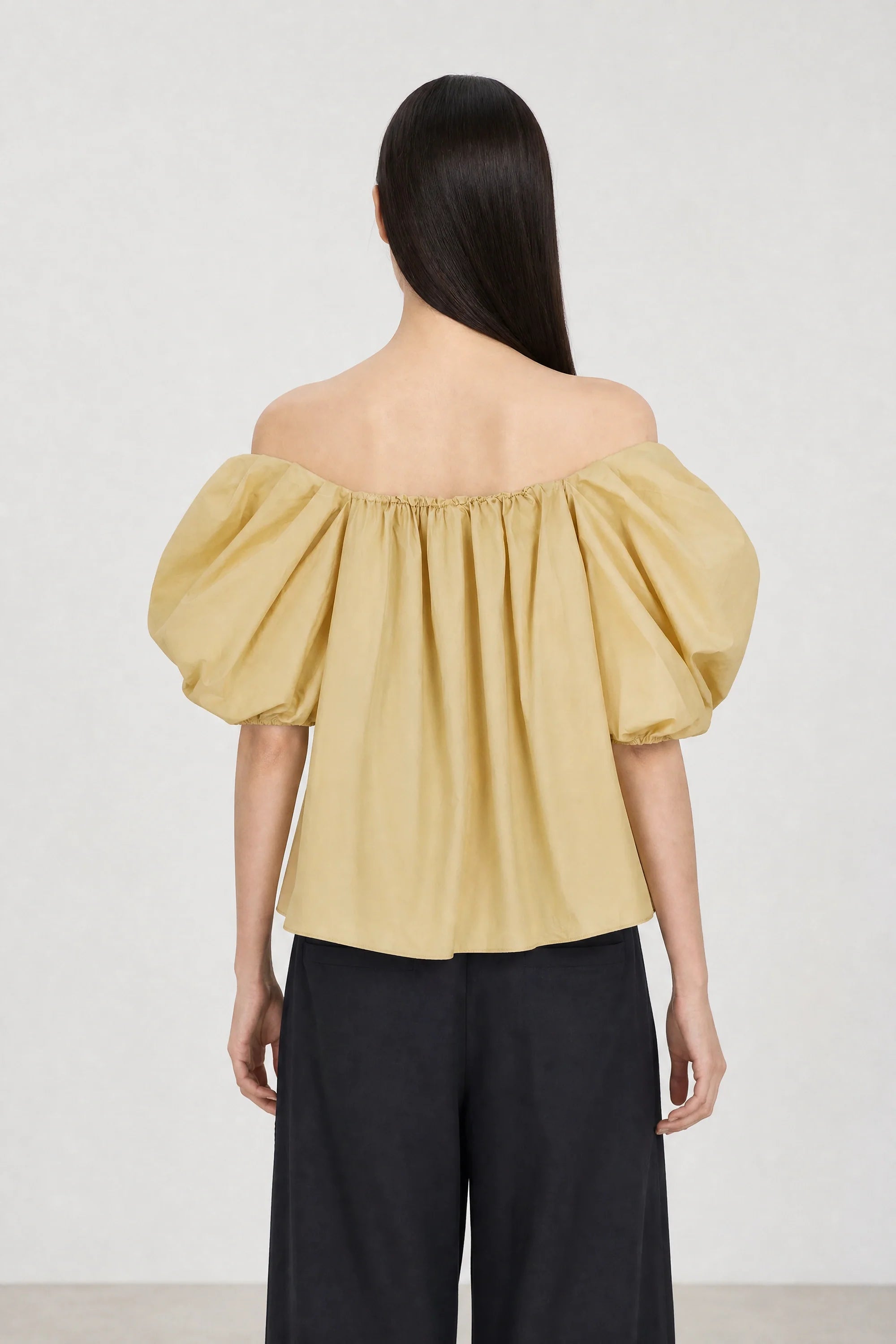 Pale mustard puff sleeve blouse