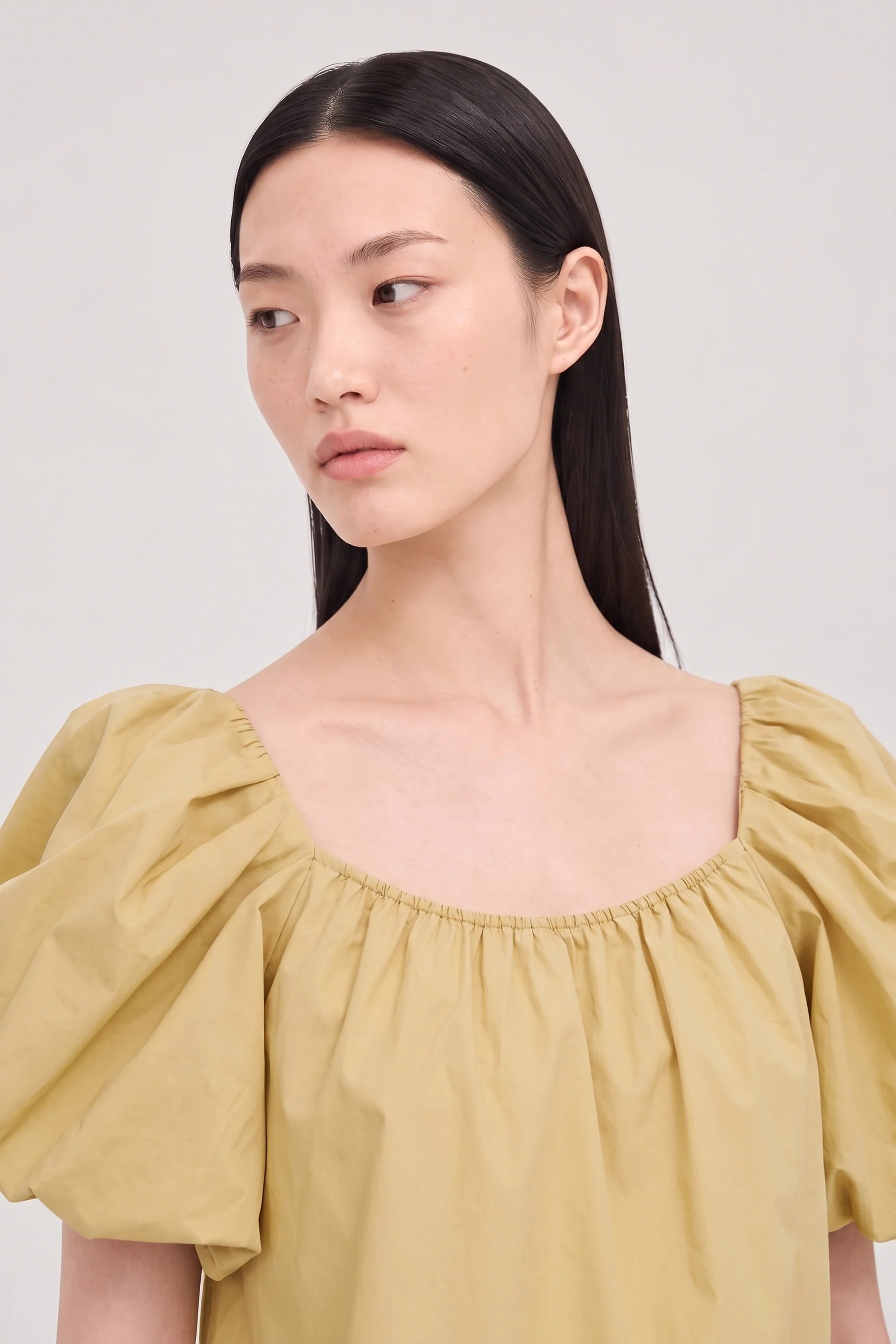 Pale mustard puff sleeve blouse