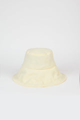 Pale yellow nylon wide brim bucket hat