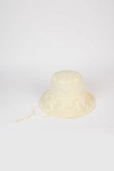 Pale yellow nylon wide brim bucket hat