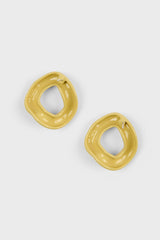 Pale yellow thick organic circle earrings