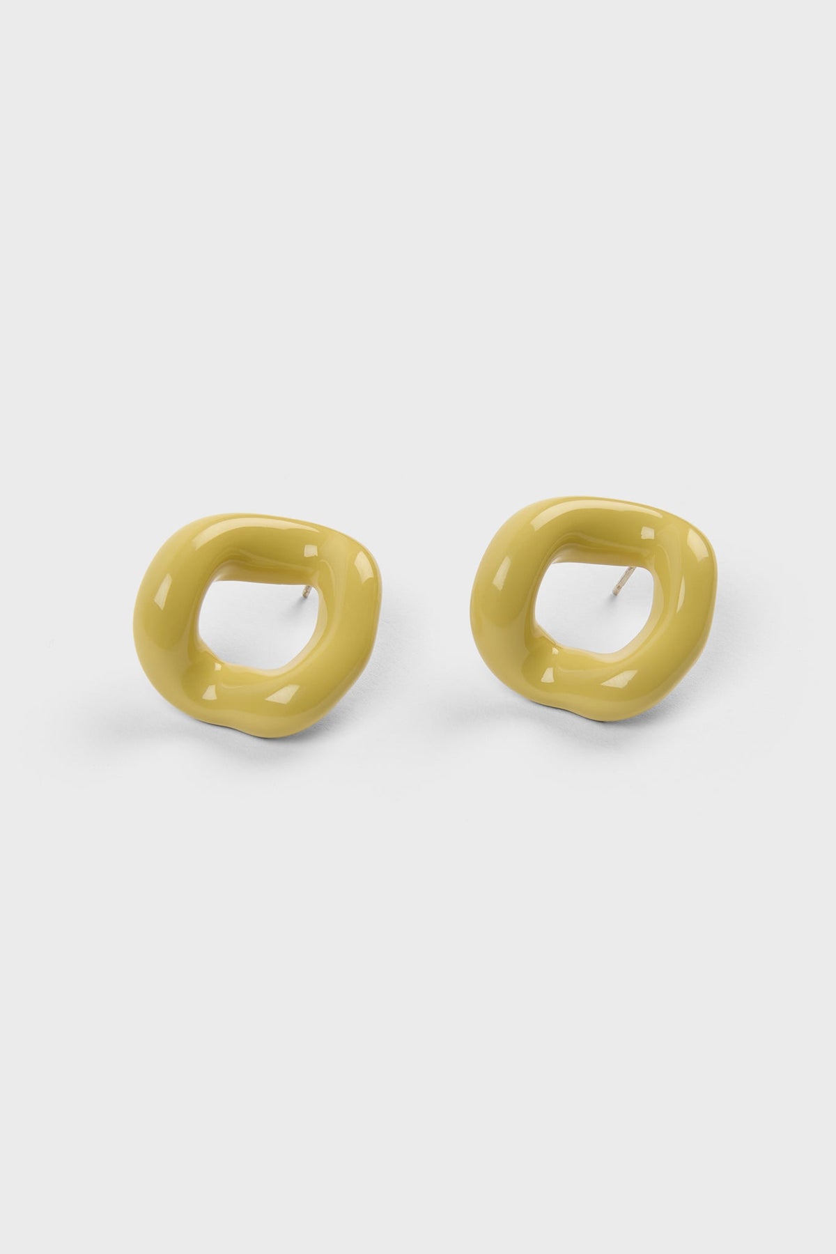 Pale yellow thick organic circle earrings
