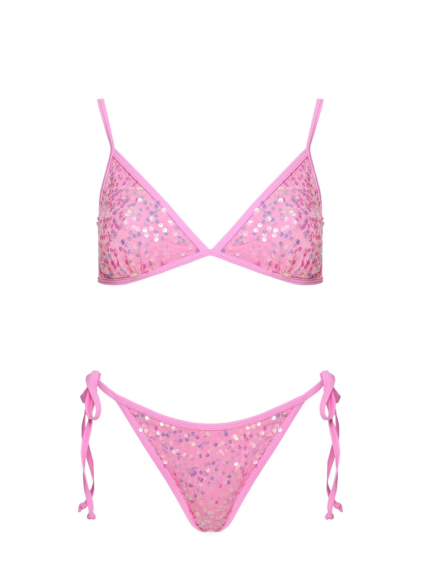 Passiona Sequin Tie Side Bikini Bottom Pink