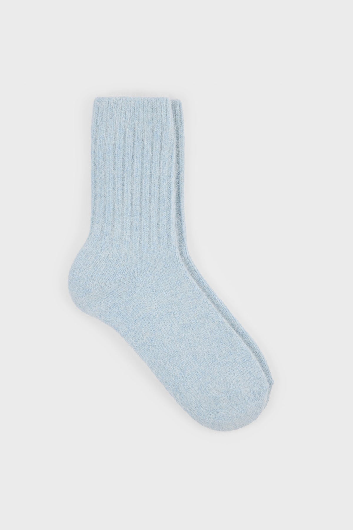 Pastel blue ribbed angora long socks