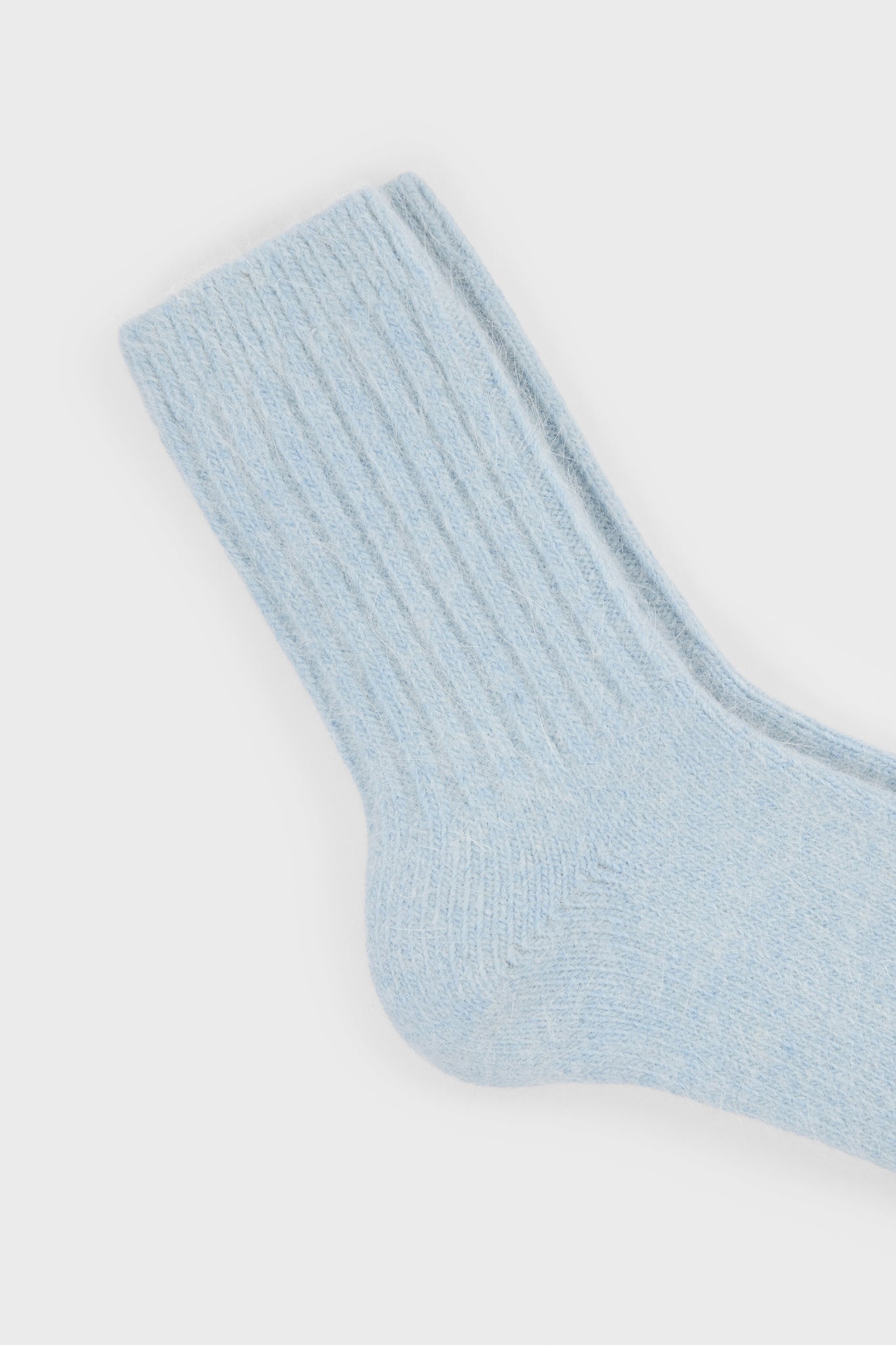 Pastel blue ribbed angora long socks