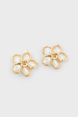 Pearl flower gold trimmed earrings