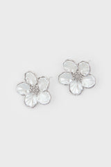 Pearl flower silver trimmed earrings