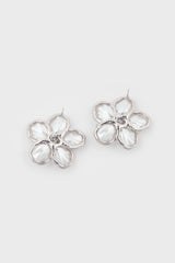 Pearl flower silver trimmed earrings