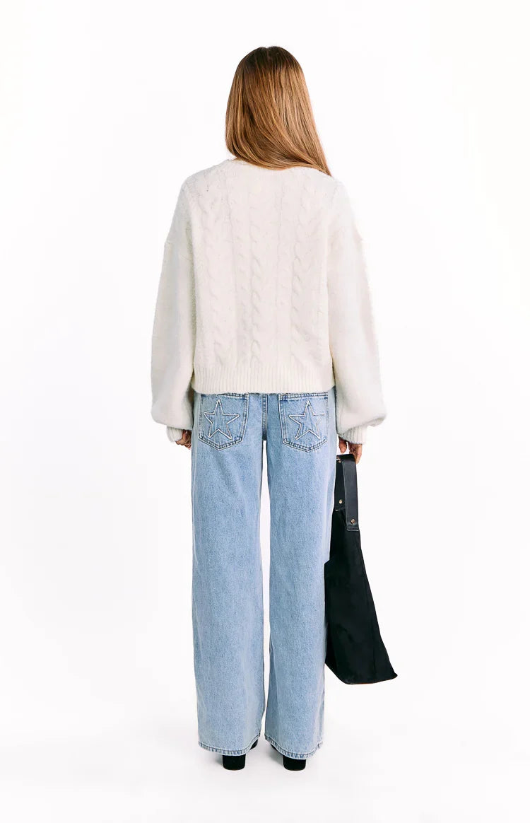 Percy Cream Cable Knit Cardigan