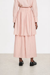 Pink and burgundy sleeve tie waist trousers