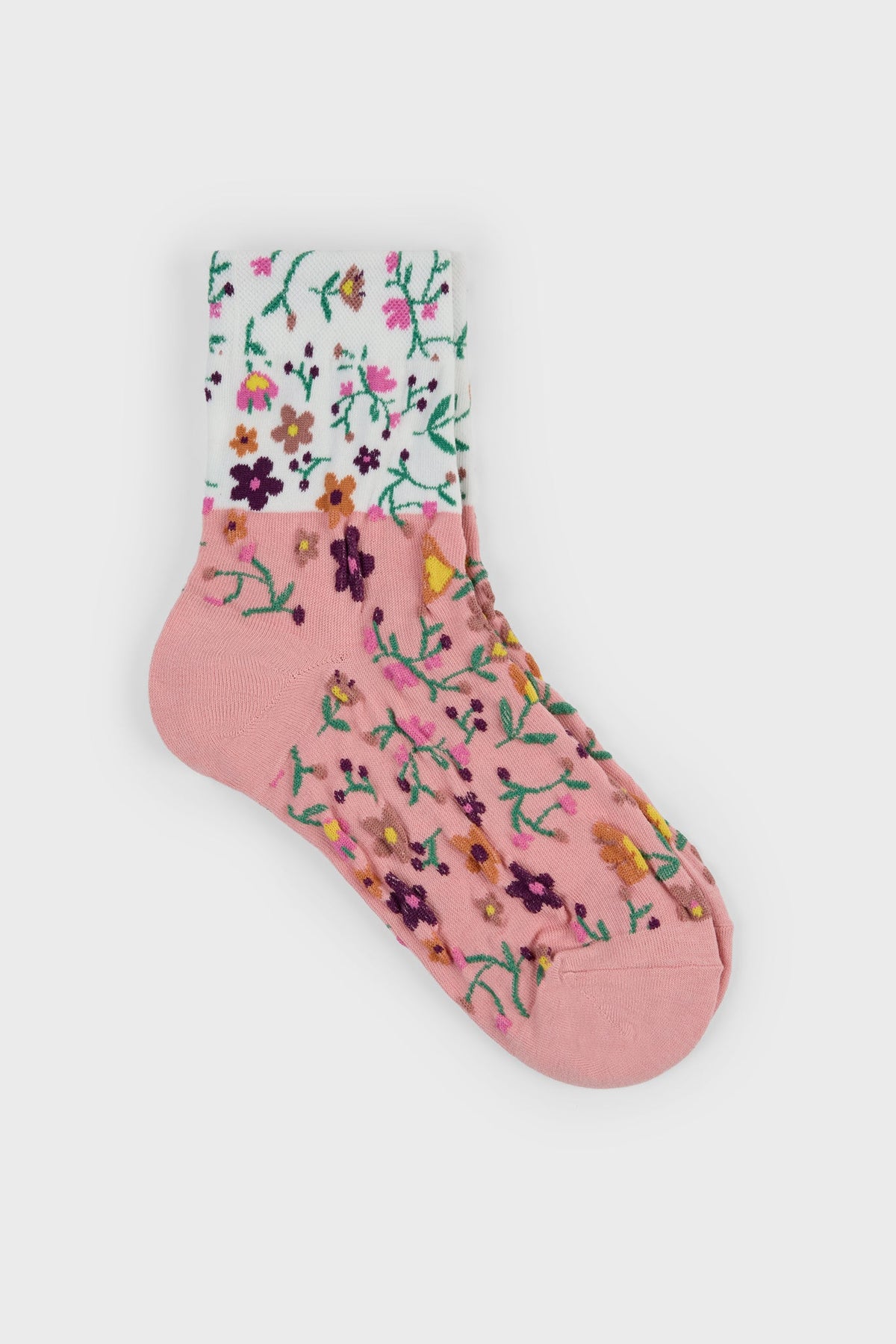 Pink floral colourblock socks
