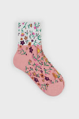 Pink floral colourblock socks
