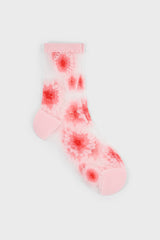 Pink large daisy sheer socks