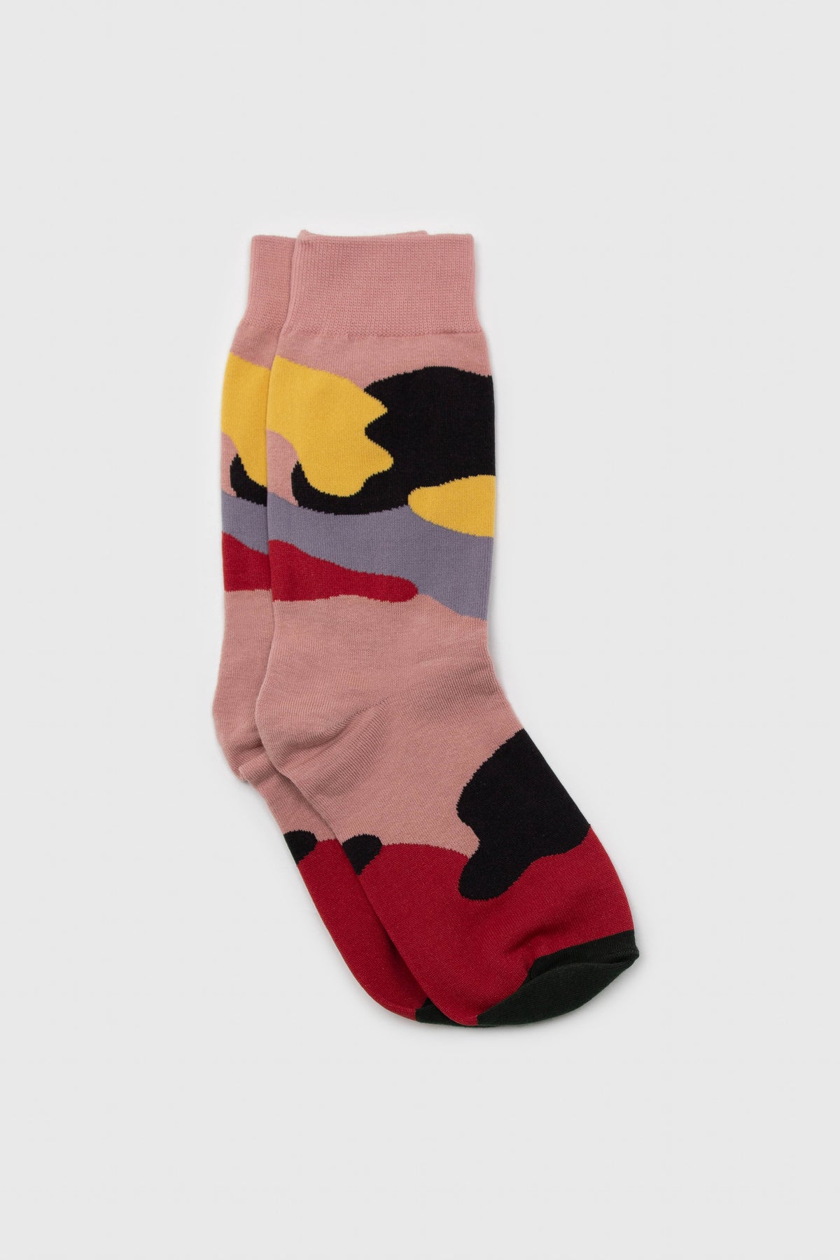 Pink and yellow abstract print socks