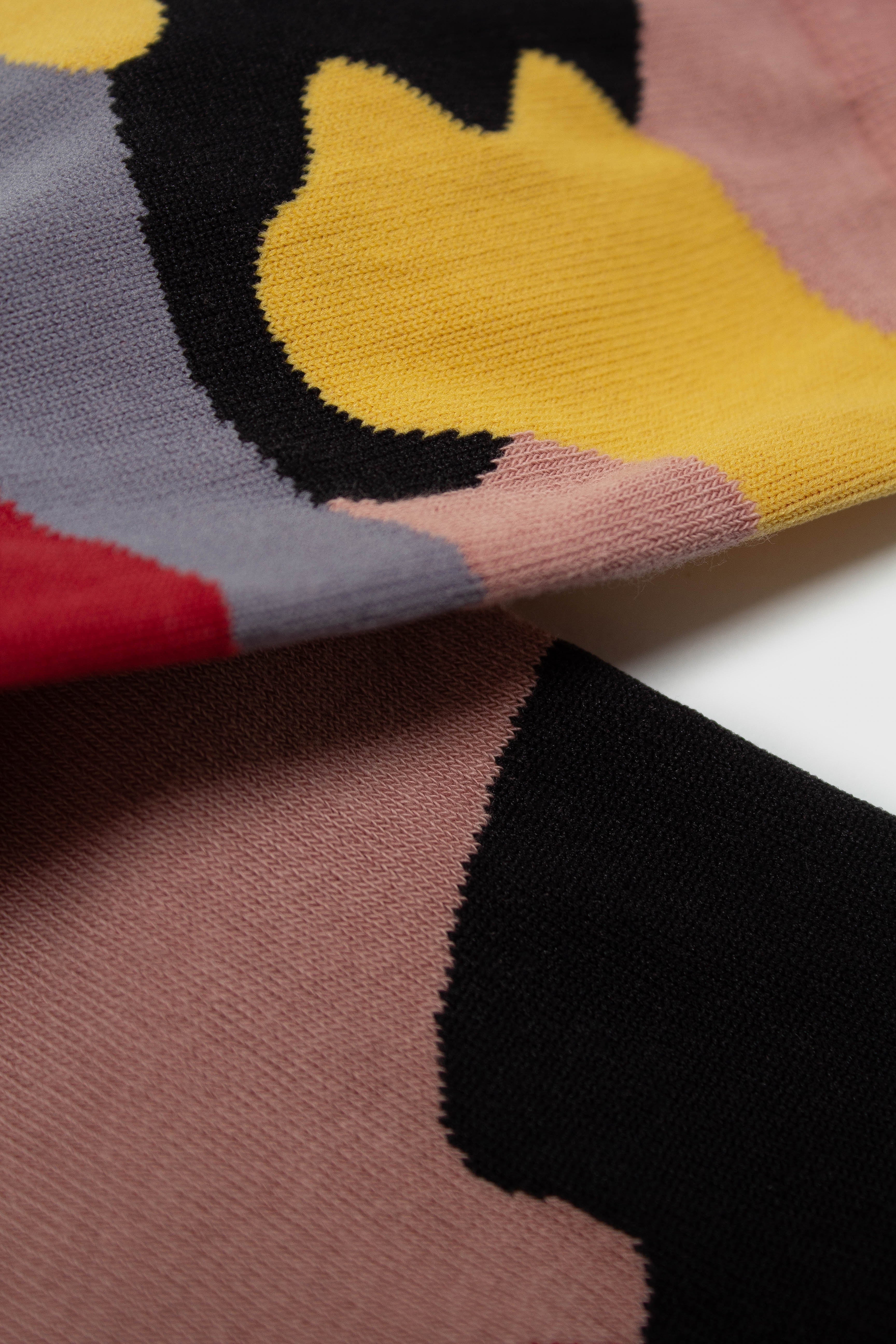 Pink and yellow abstract print socks