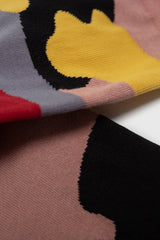 Pink and yellow abstract print socks