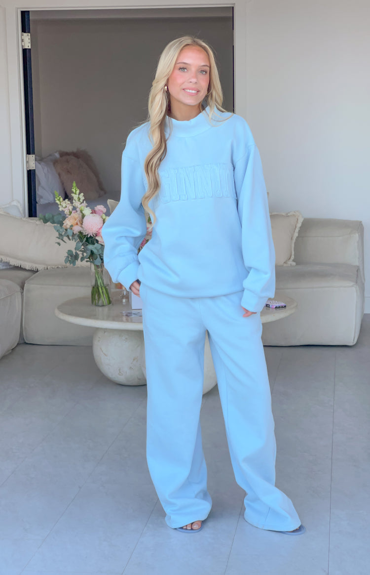 Pip Blue Mid Rise Slouch Fit Trackpants