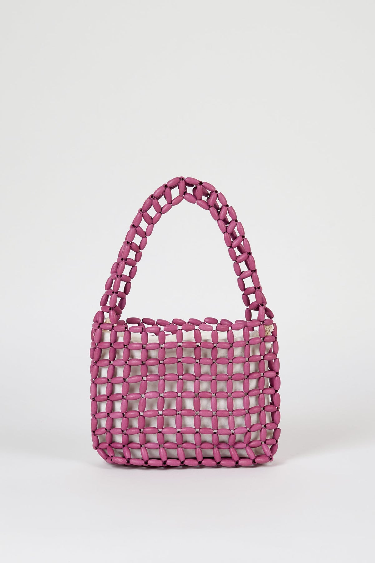 Purple wooden beaded mini shoulder bag