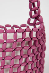 Purple wooden beaded mini shoulder bag