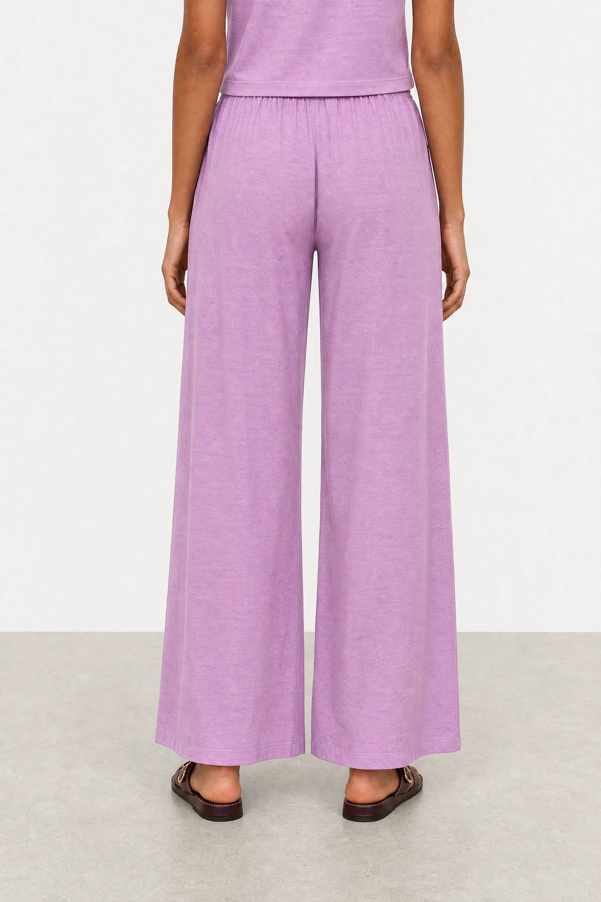 Purple pink washed wide leg trousers