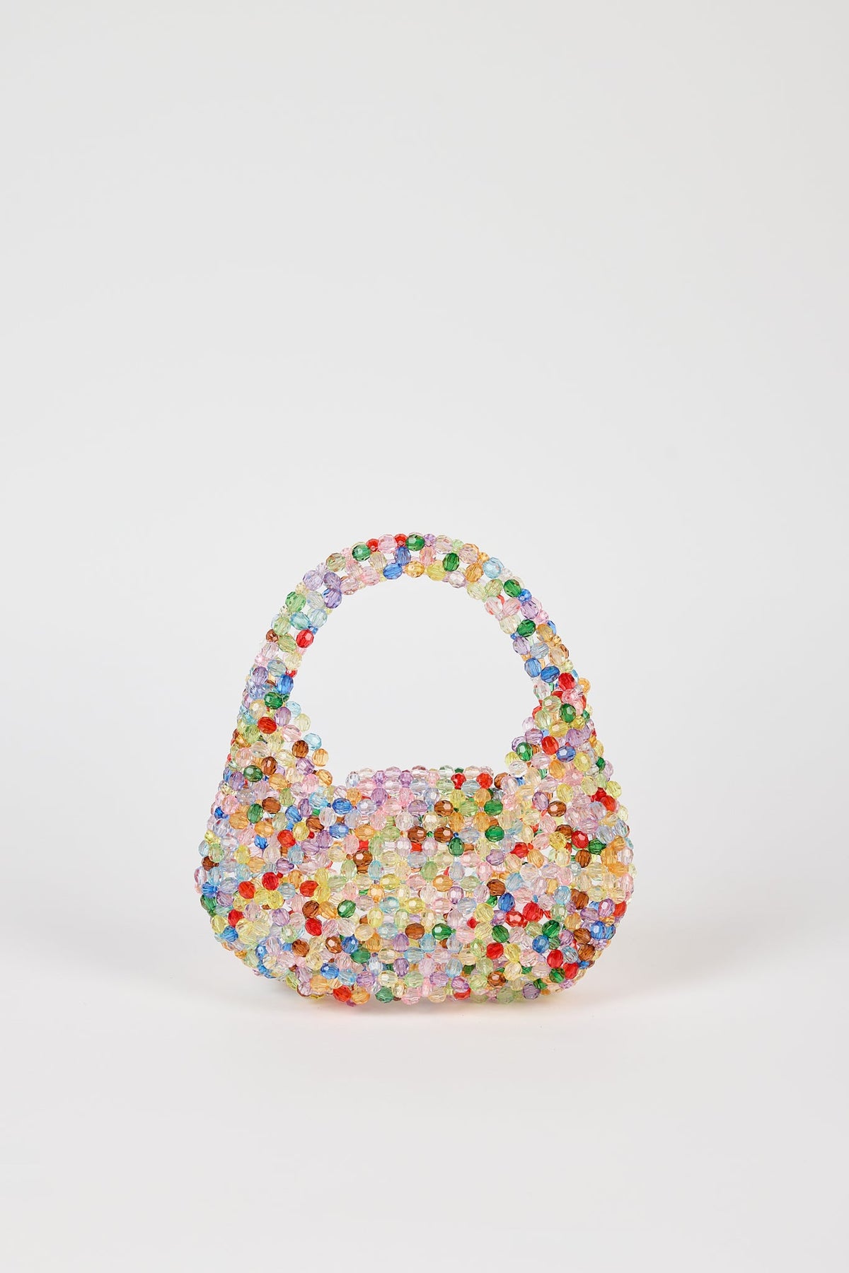 Rainbow beaded structured mini bag
