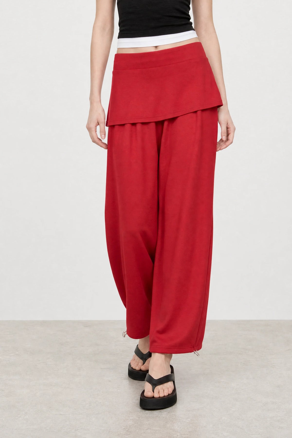 Red detachable skirt sweatpants