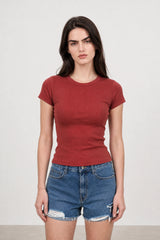 Red lightly padded fitted tee