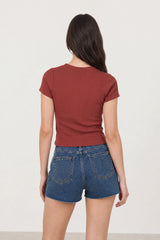 Red lightly padded fitted tee