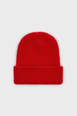 Red mohair beanie hat