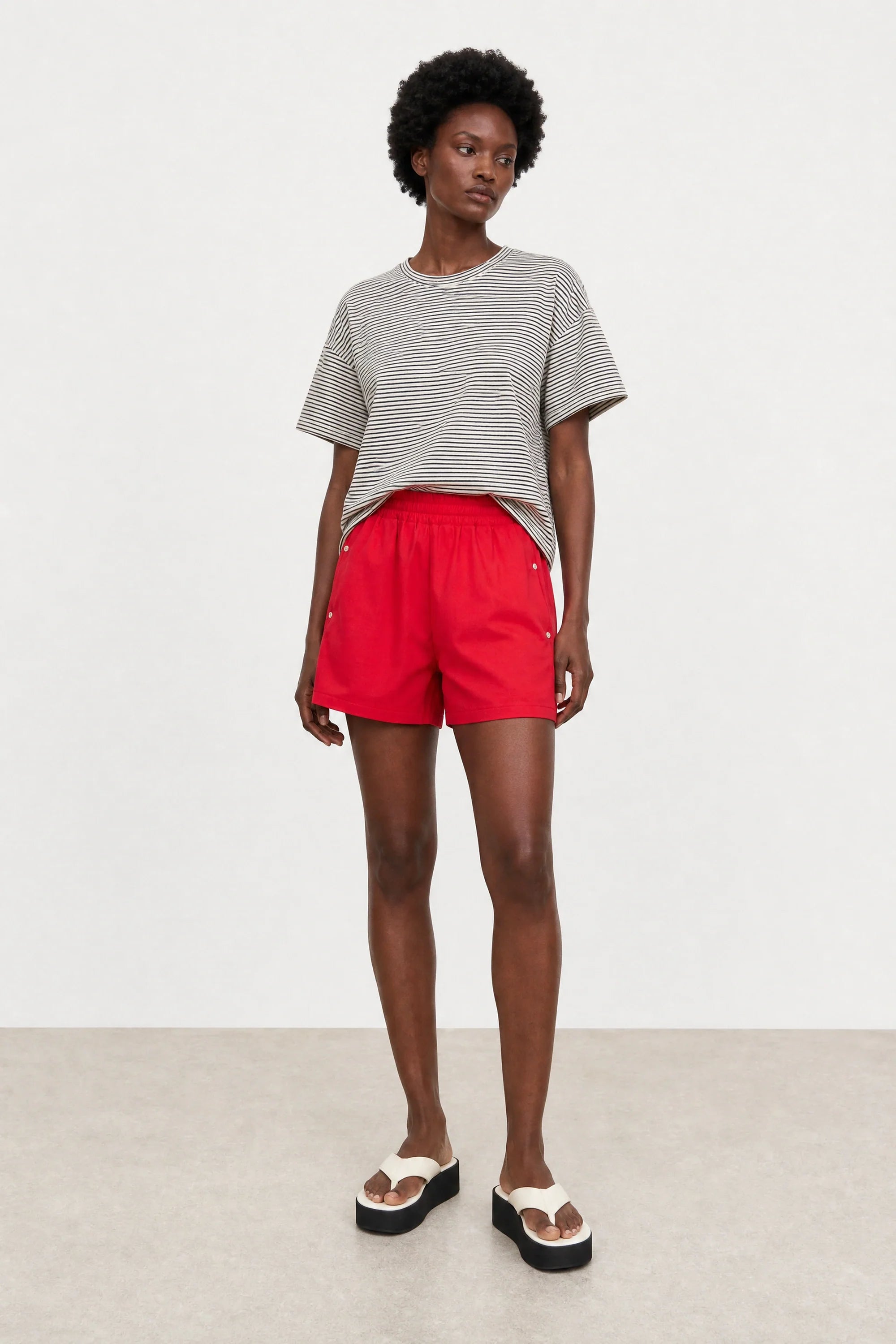 Red welt pocket athletic shorts