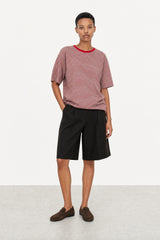 Red and grey contrast trim tee