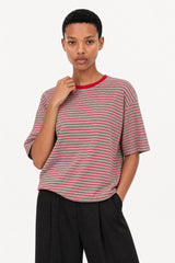 Red and grey contrast trim tee