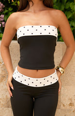 Reece Black Polka Dot Strapless Top