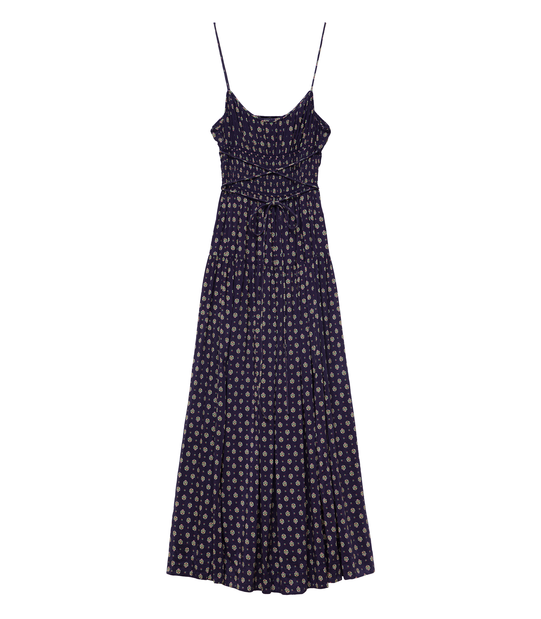 SAFIA DRESS -- NAVY CADIZ FOULARD