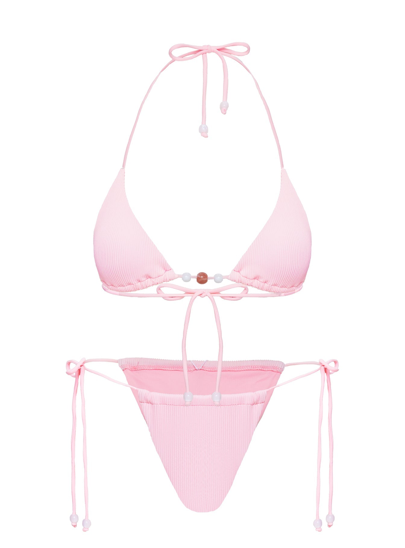 Saide Triangle Bikini Top Pink Stripe