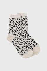 Ivory and black leopard socks