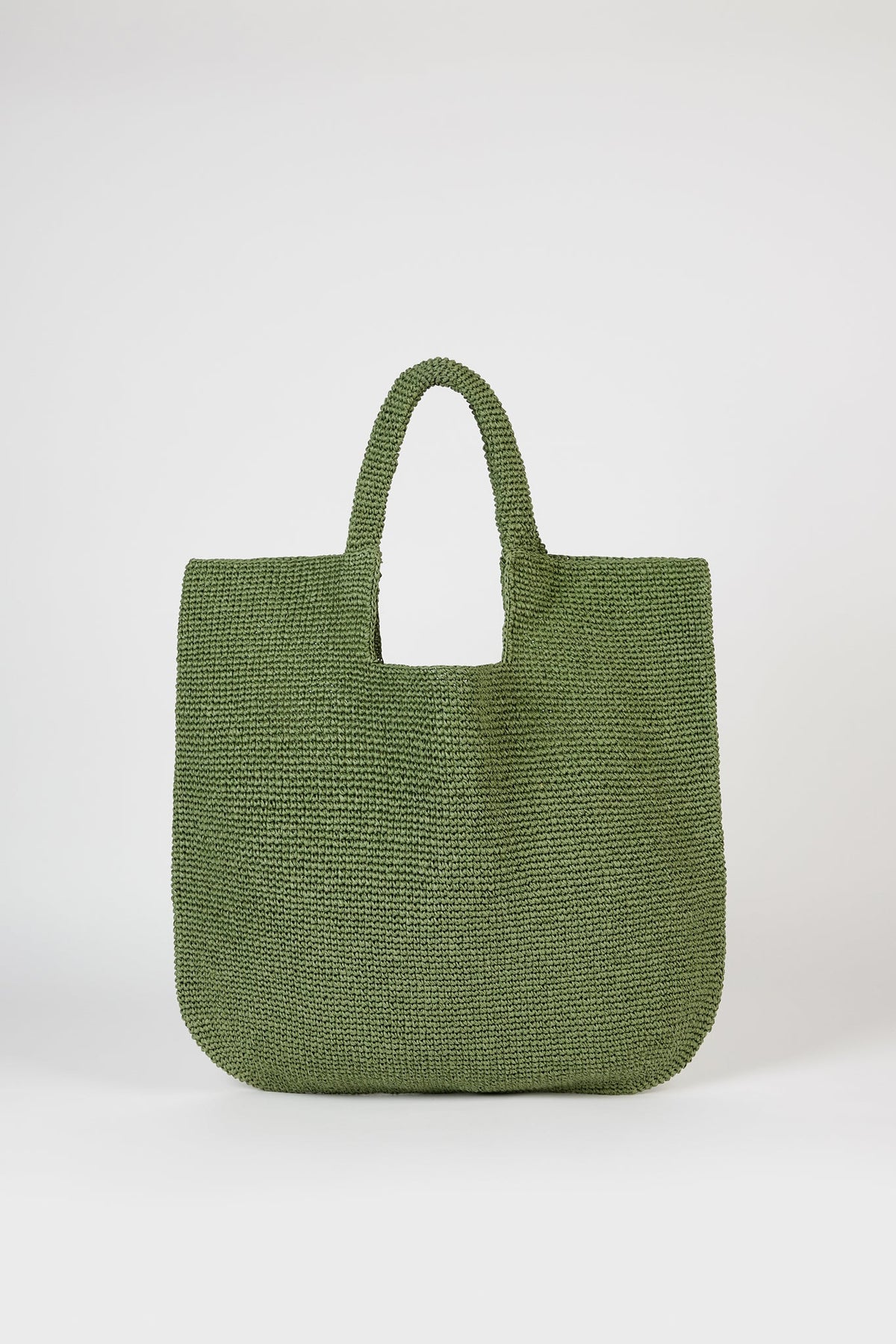 Sage green tight weave straw tote bag