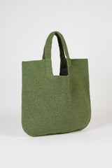 Sage green tight weave straw tote bag