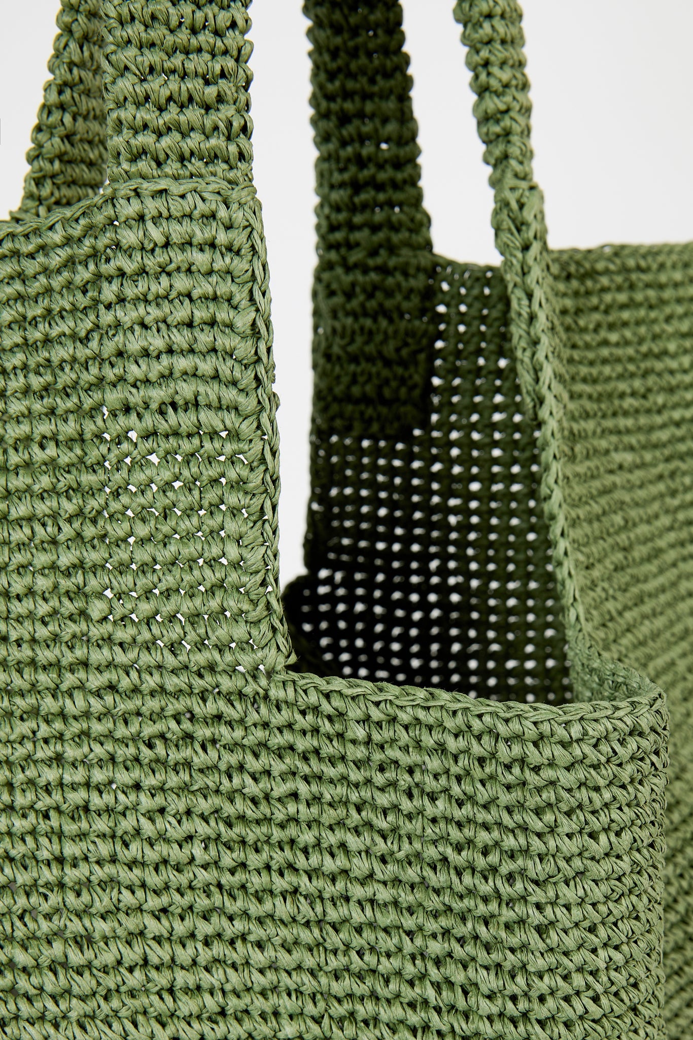 Sage green tight weave straw tote bag