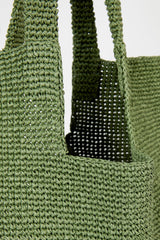 Sage green tight weave straw tote bag