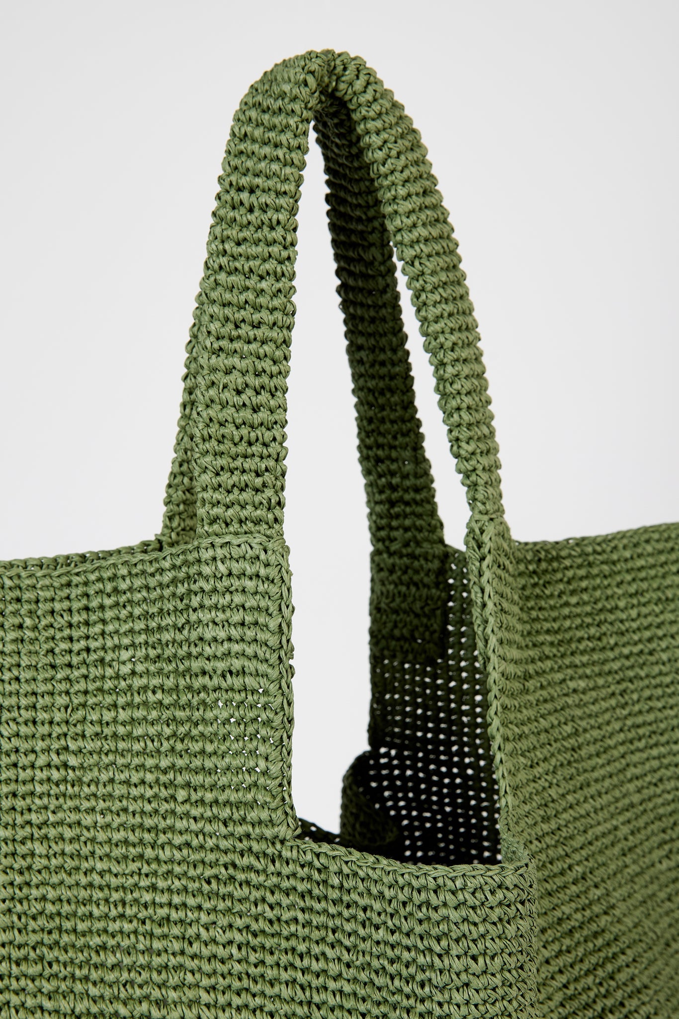 Sage green tight weave straw tote bag